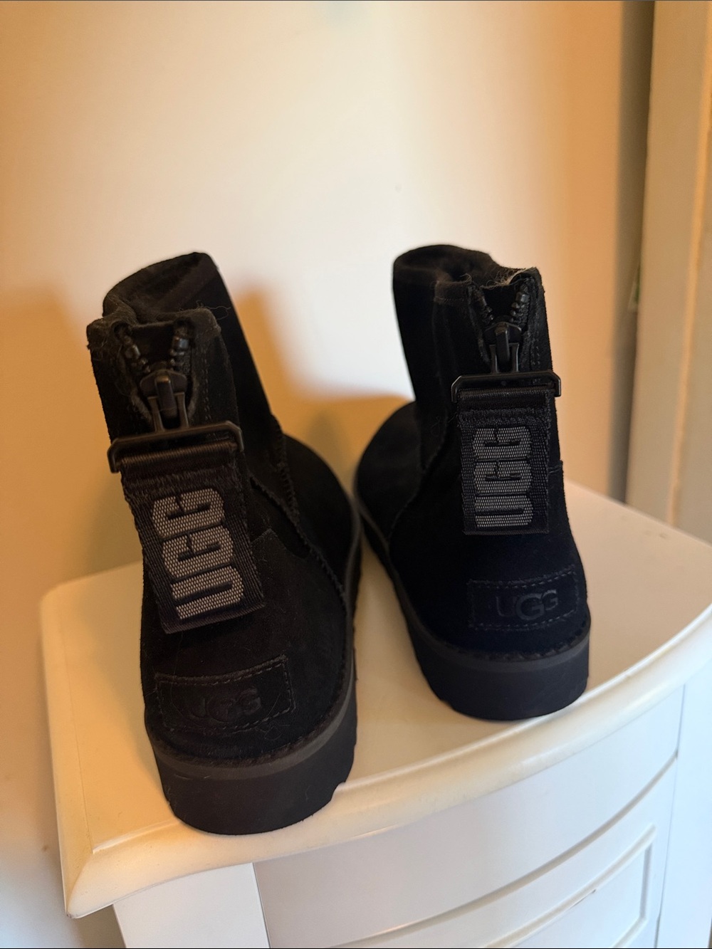 UGG Black Suede Zip-Back Ankle Boots
